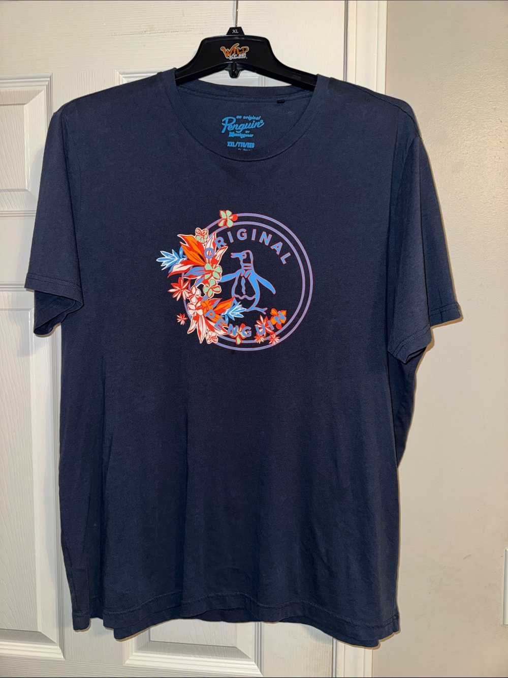 Original Penguin Navy Short-Sleeve Tee with Multicolor Floral Logo